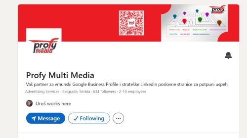 Linkedin poslovna stranica Profy Multi Media