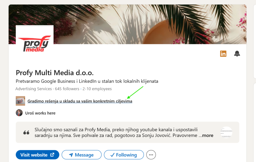 Link ka prodavnici na LinkedIn premium stranici